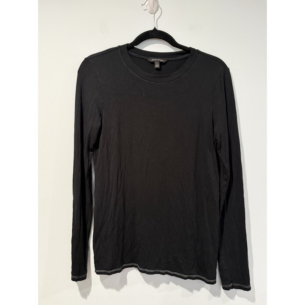 Banana Republic Basic Top Womens Small Black Stretch Base Layer Minimal Travel
